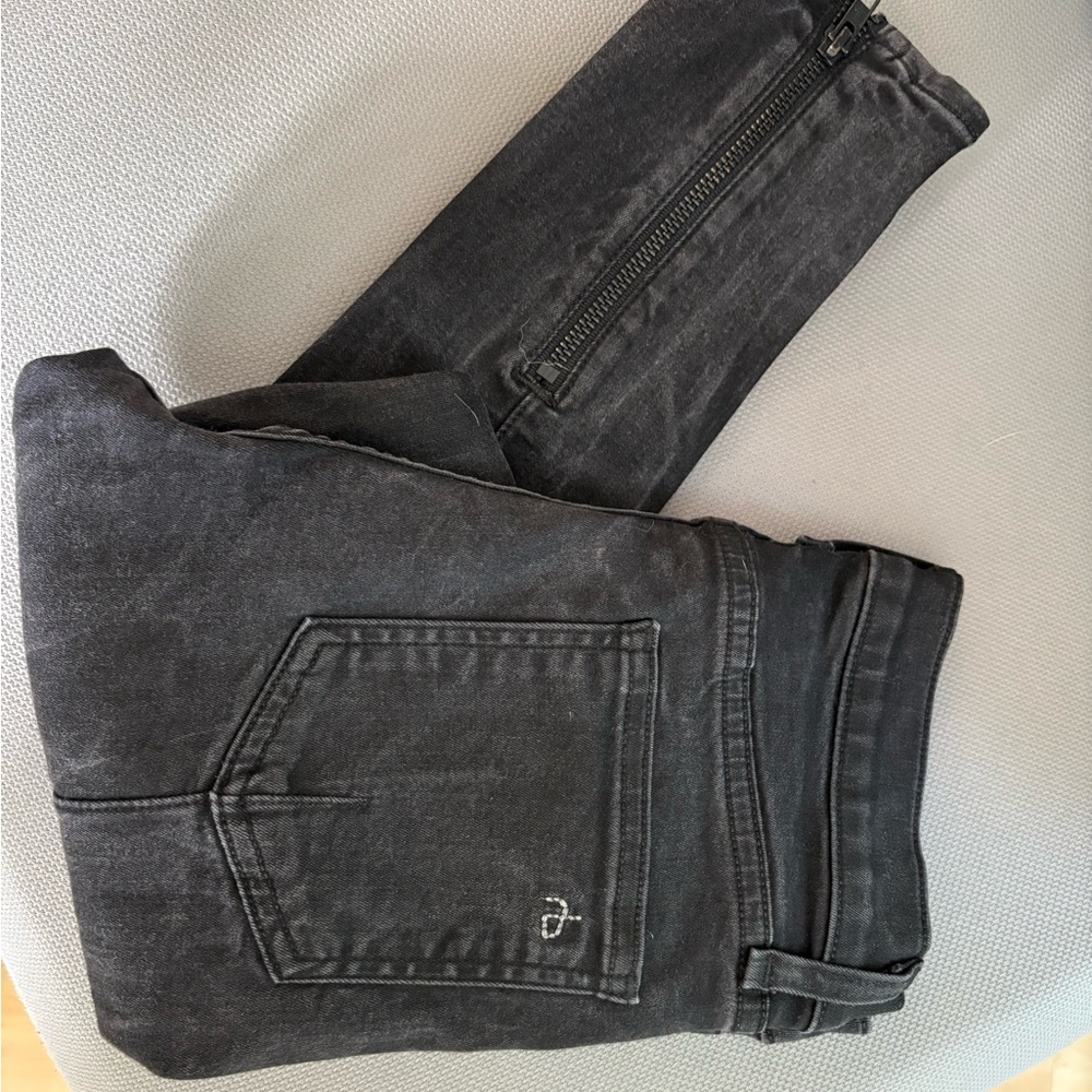 Rag & Bone Moto Skinny Jeans Distressed Black Size 26
